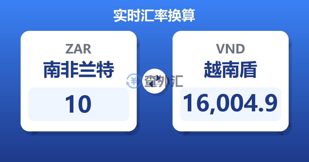 10南非兰特兑越南盾