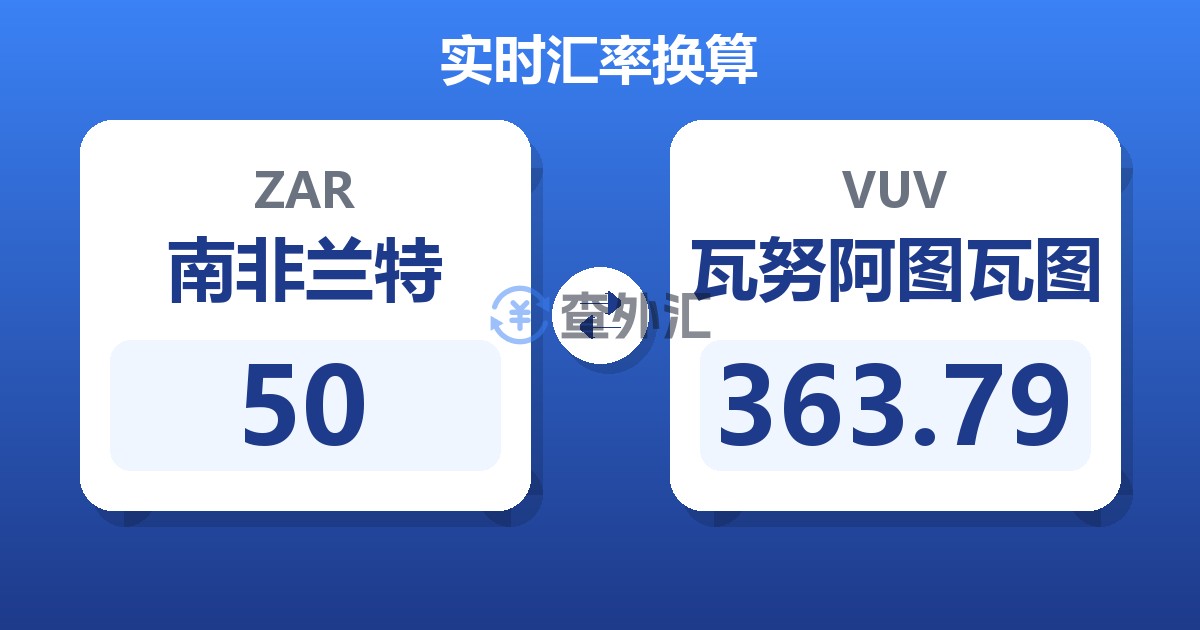 50南非兰特兑瓦努阿图瓦图