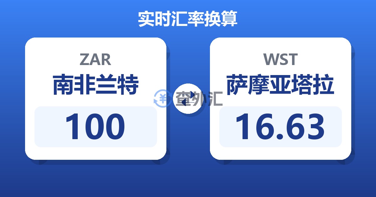 100南非兰特兑萨摩亚塔拉