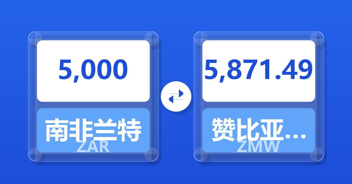 5,000南非兰特兑赞比亚克瓦查