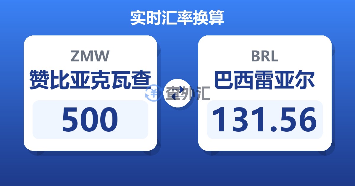 500赞比亚克瓦查兑巴西雷亚尔