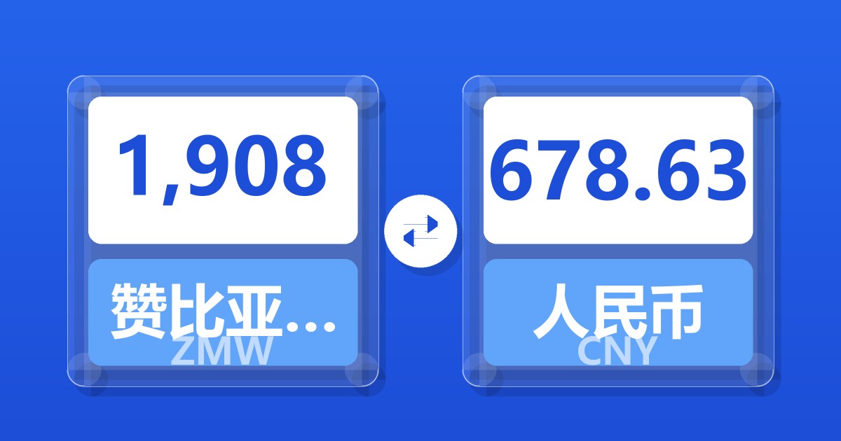 1,908赞比亚克瓦查兑人民币