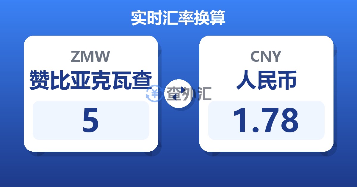 5赞比亚克瓦查兑人民币