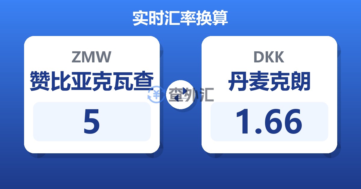 5赞比亚克瓦查兑丹麦克朗