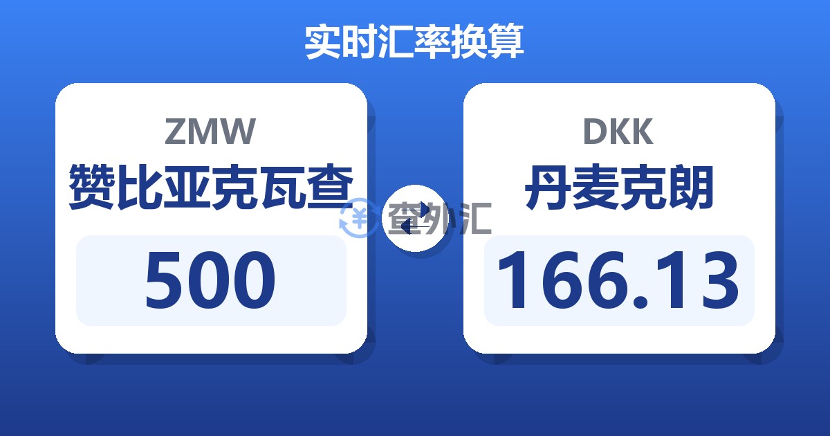 500赞比亚克瓦查兑丹麦克朗