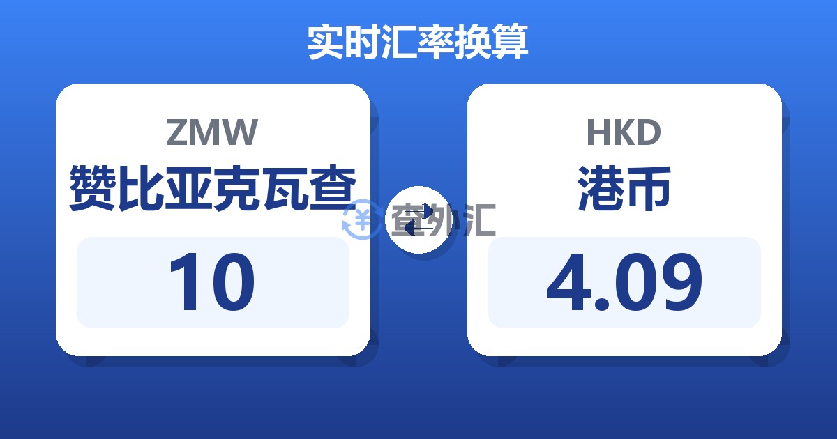 10赞比亚克瓦查兑港币