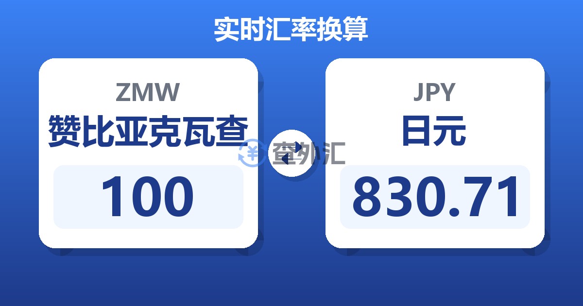 100赞比亚克瓦查兑日元