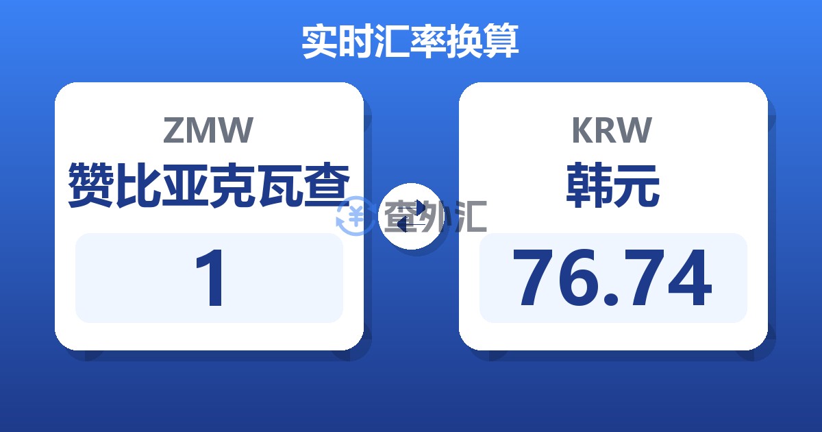 1赞比亚克瓦查兑韩元