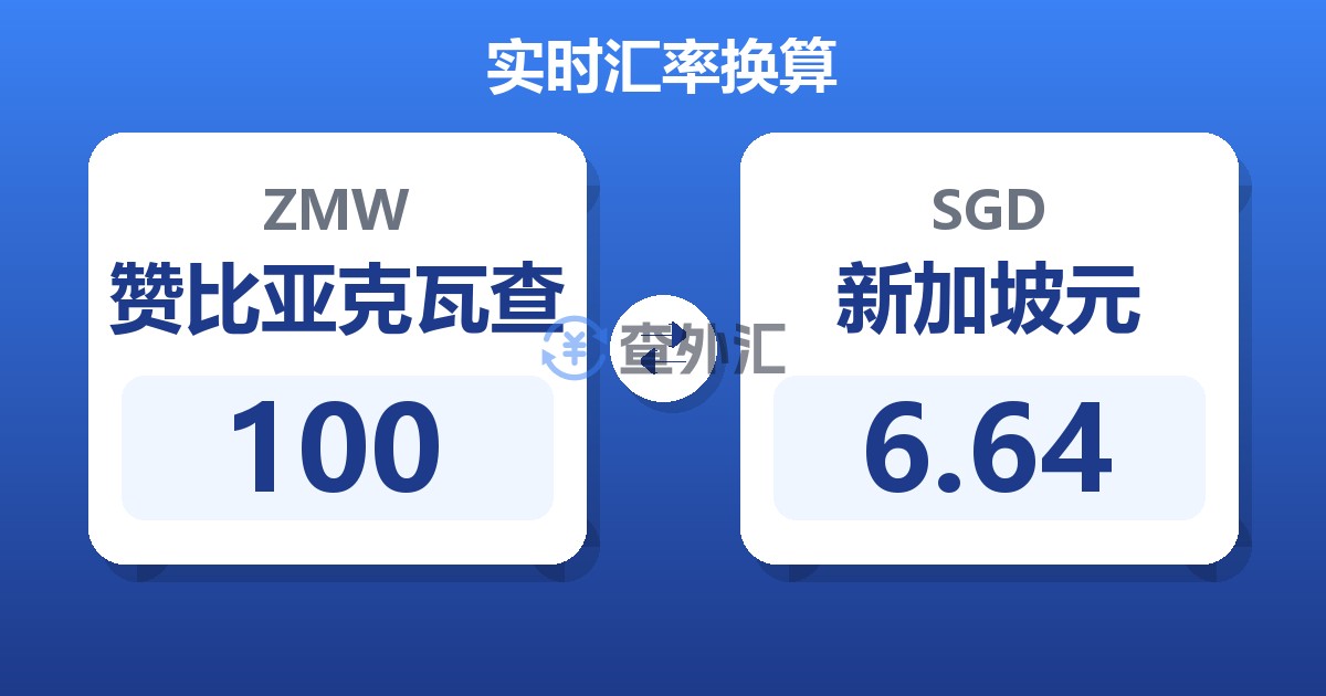 100赞比亚克瓦查兑新加坡元