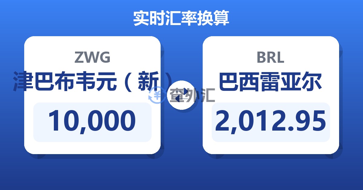 10,000津巴布韦元（新）兑巴西雷亚尔