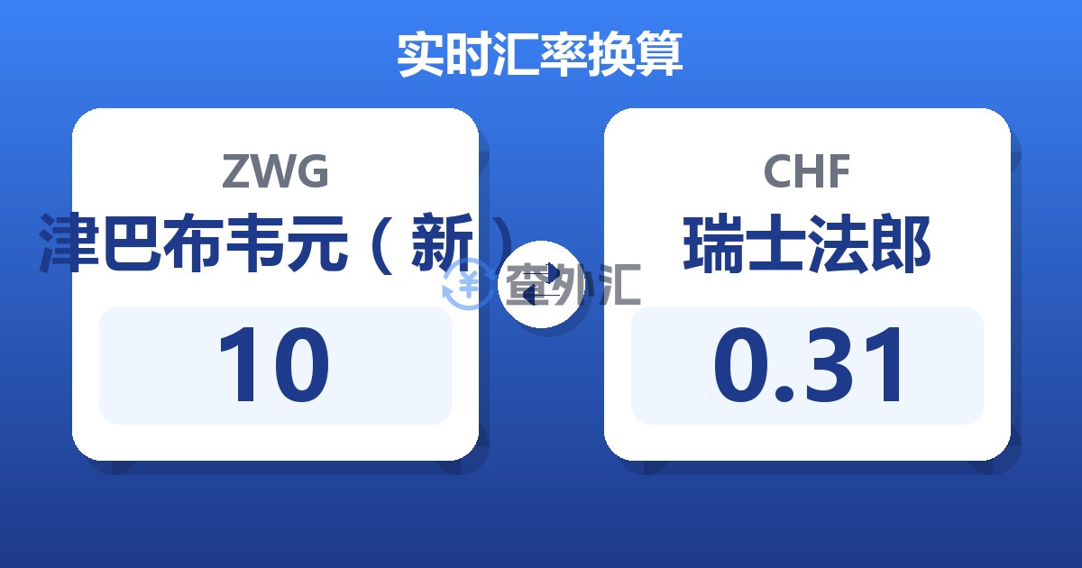 10津巴布韦元（新）兑瑞士法郎