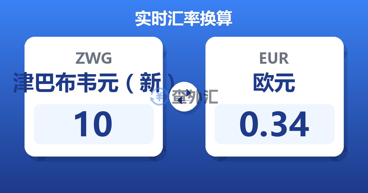 10津巴布韦元（新）兑欧元