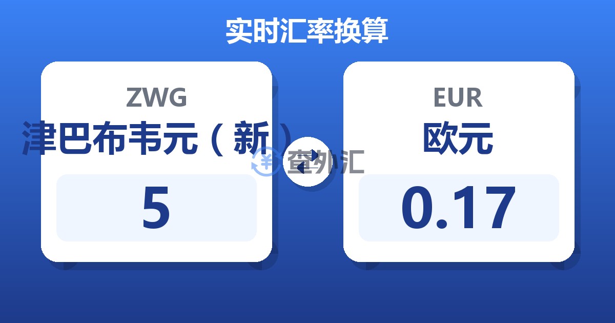 5津巴布韦元（新）兑欧元