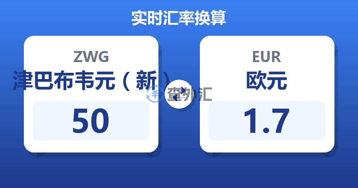 50津巴布韦元（新）兑欧元