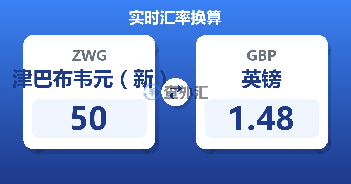 50津巴布韦元（新）兑英镑