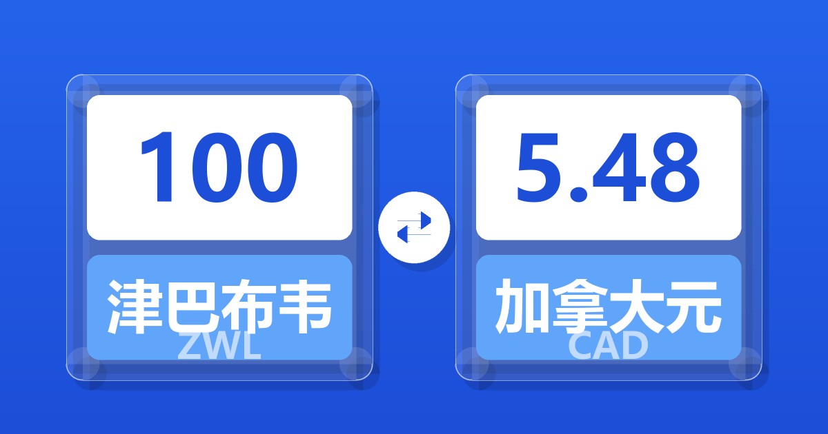 100津巴布韦元兑加拿大元