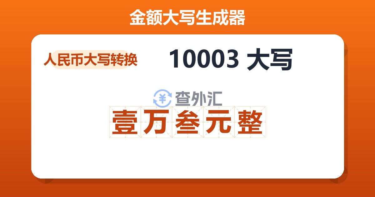 10003大写 壹万叁元整