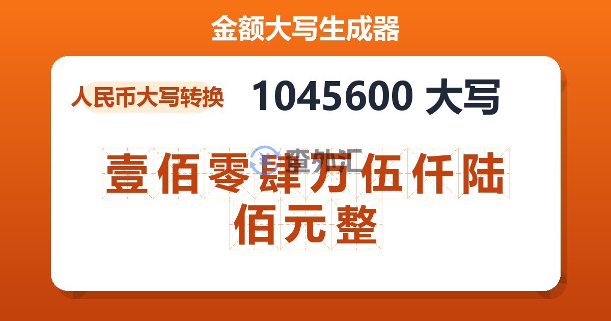 1045600大写 壹佰零肆万伍仟陆佰元整