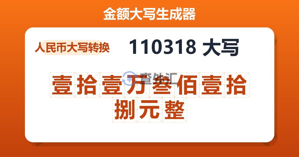110318大写 壹拾壹万叁佰壹拾捌元整