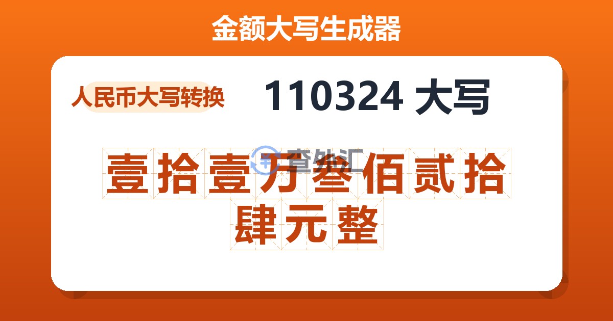 110324大写 壹拾壹万叁佰贰拾肆元整