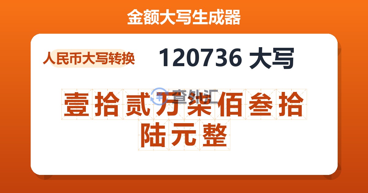 120736大写 壹拾贰万柒佰叁拾陆元整