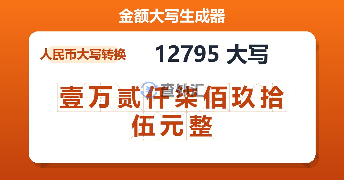 12795大写 壹万贰仟柒佰玖拾伍元整