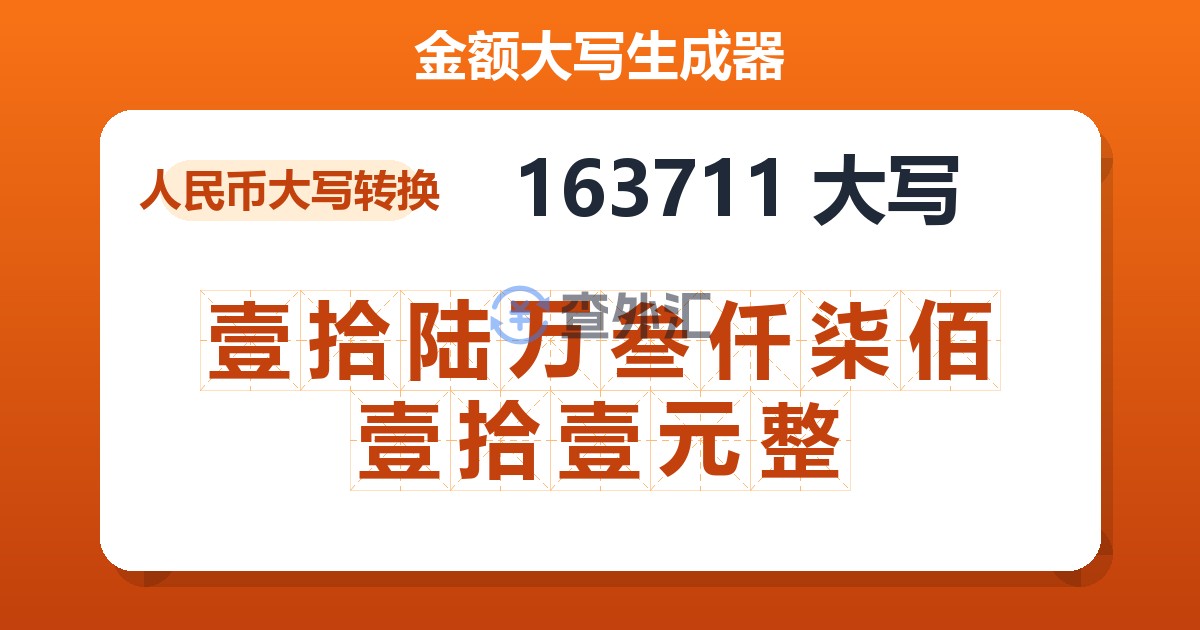 163711大写 壹拾陆万叁仟柒佰壹拾壹元整