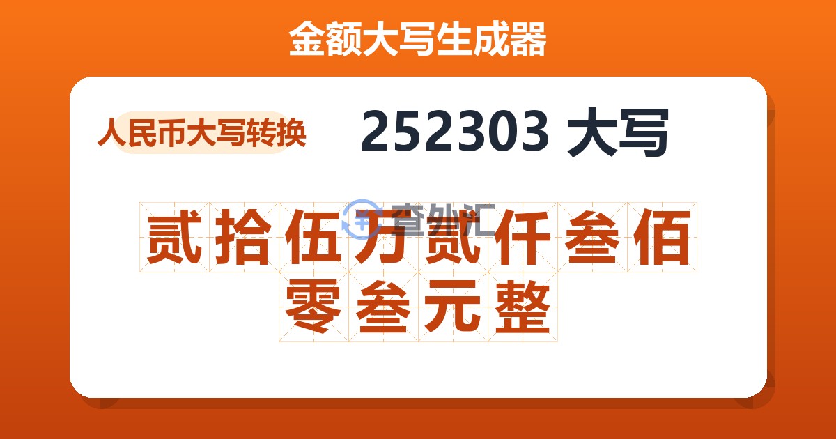 252303大写 贰拾伍万贰仟叁佰零叁元整