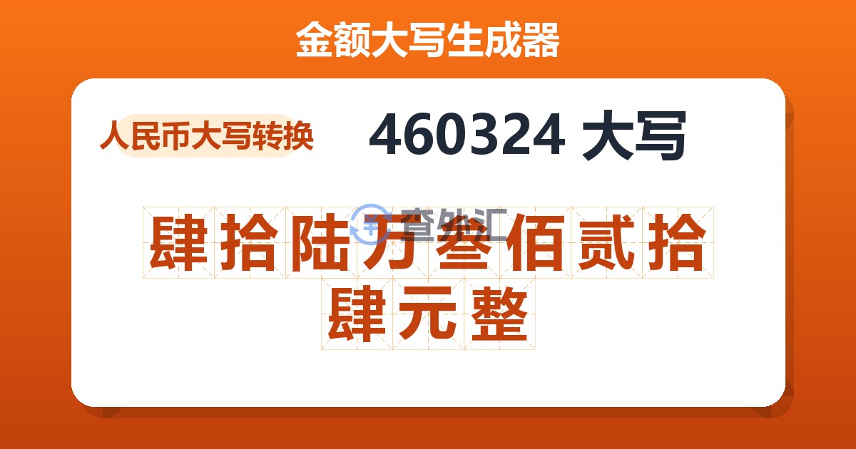 460324大写 肆拾陆万叁佰贰拾肆元整