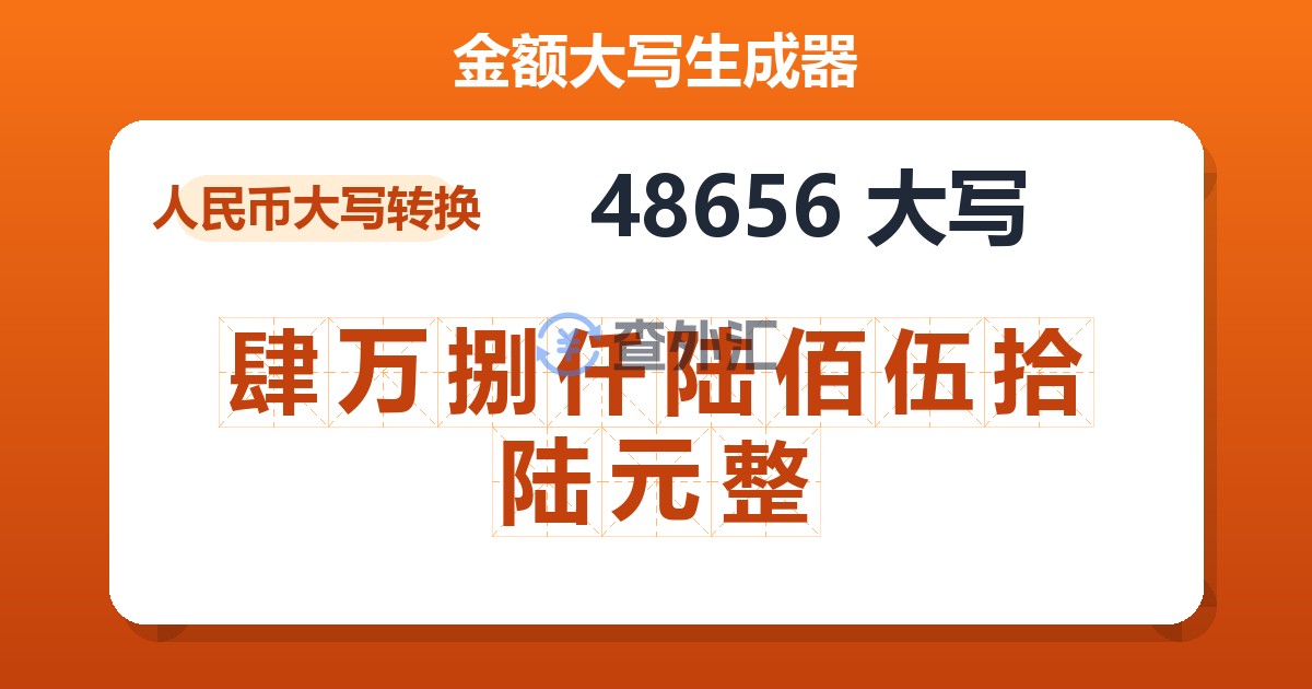 48656大写 肆万捌仟陆佰伍拾陆元整
