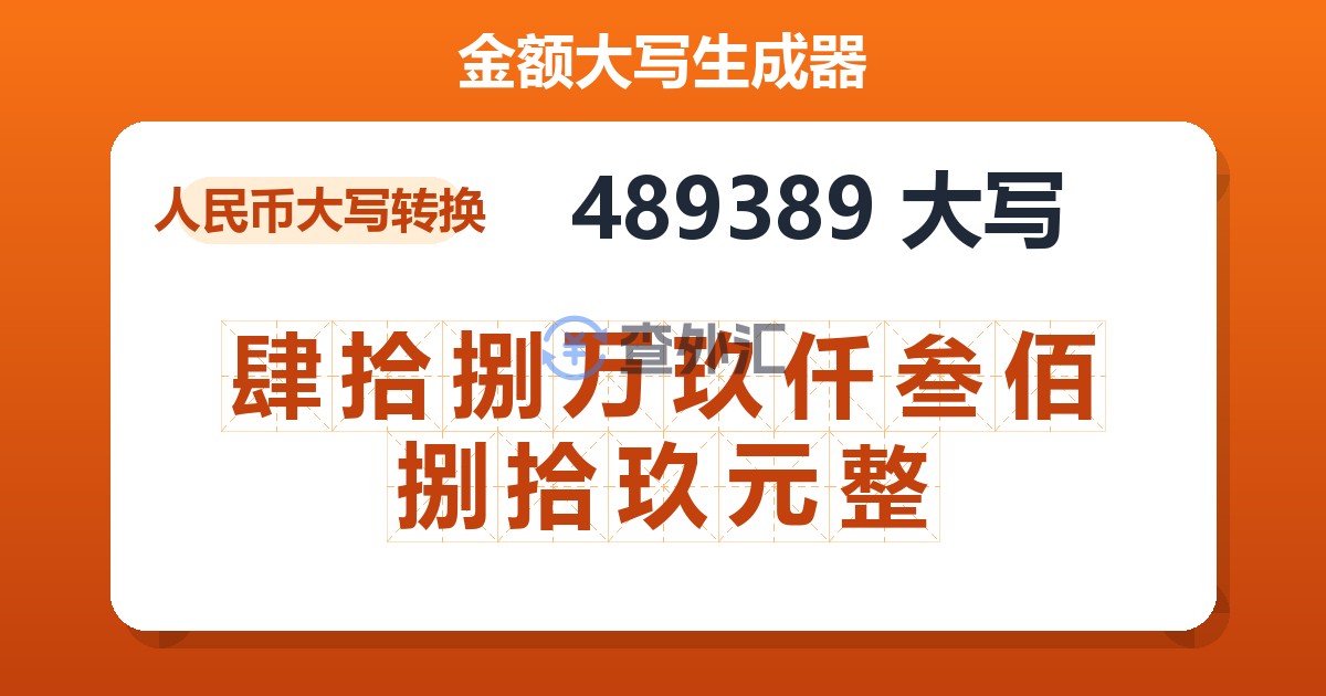 489389大写 肆拾捌万玖仟叁佰捌拾玖元整