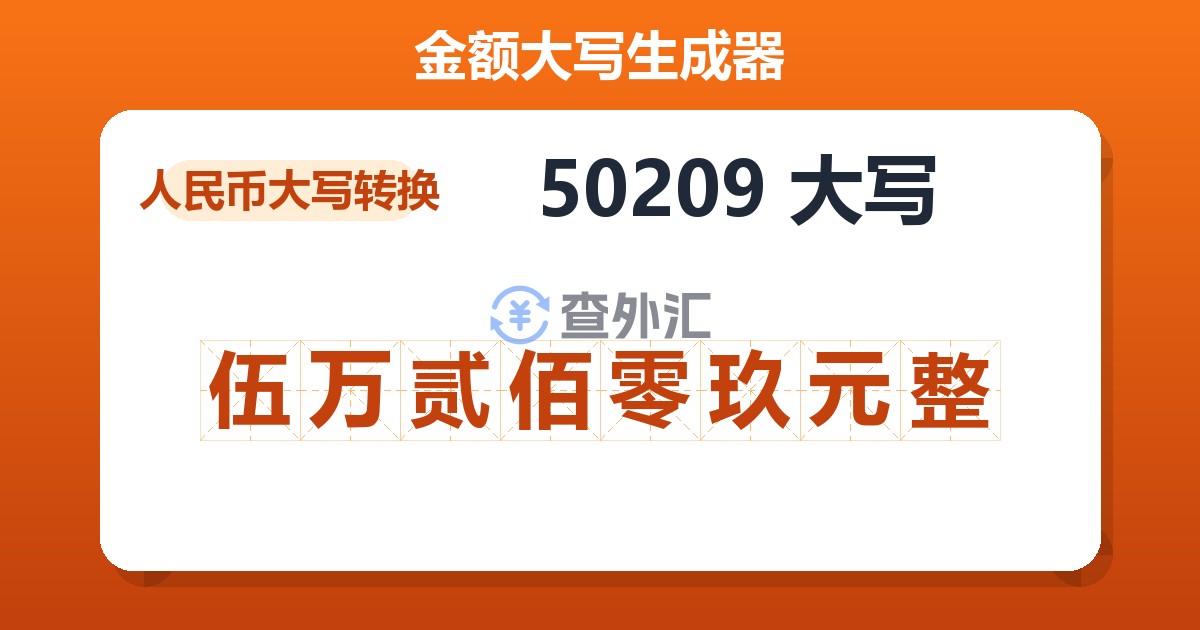 50209大写 伍万贰佰零玖元整