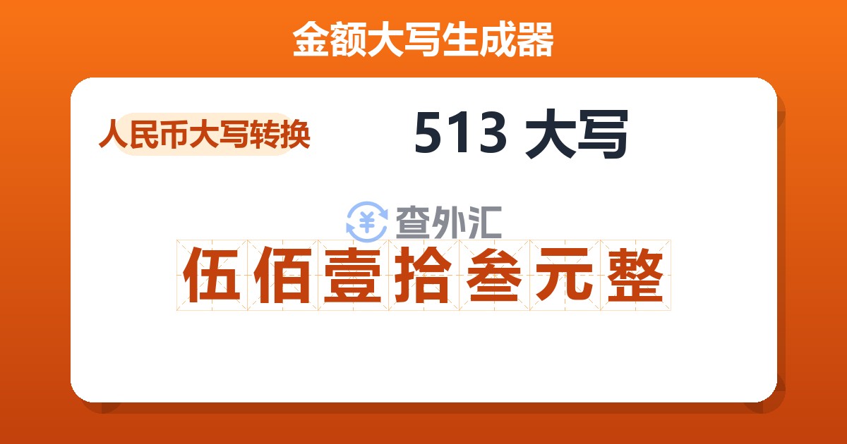 513大写 伍佰壹拾叁元整