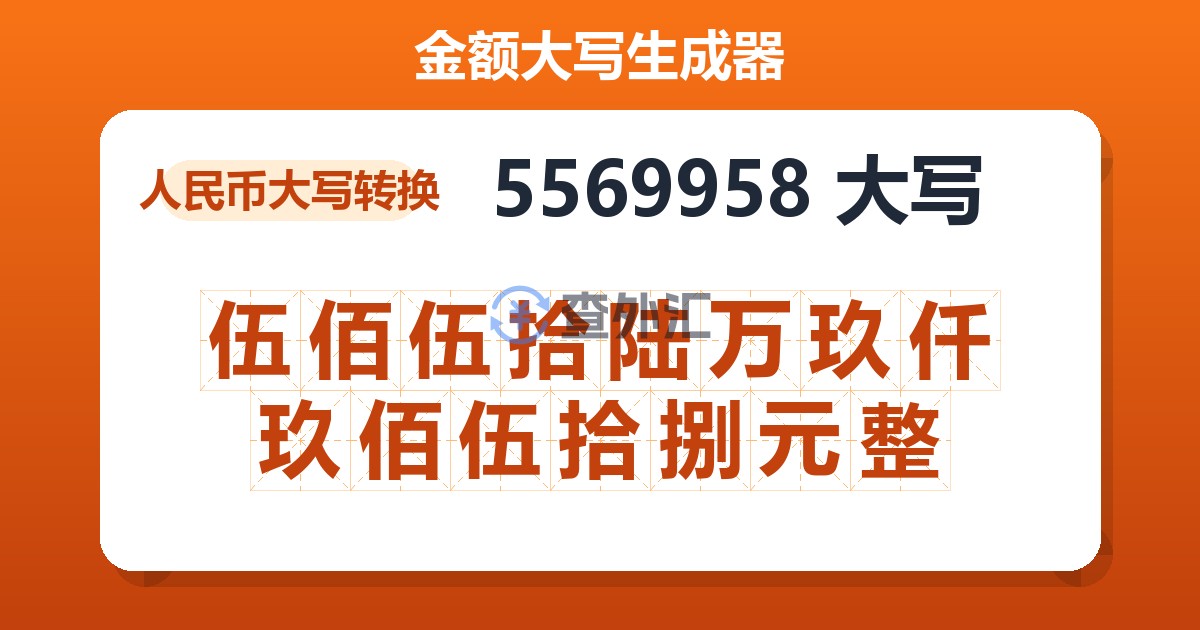 5569958大写 伍佰伍拾陆万玖仟玖佰伍拾捌元整