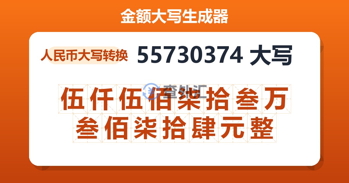 55730374大写 伍仟伍佰柒拾叁万叁佰柒拾肆元整