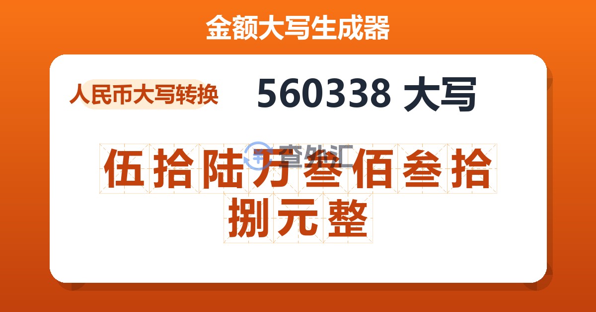 560338大写 伍拾陆万叁佰叁拾捌元整