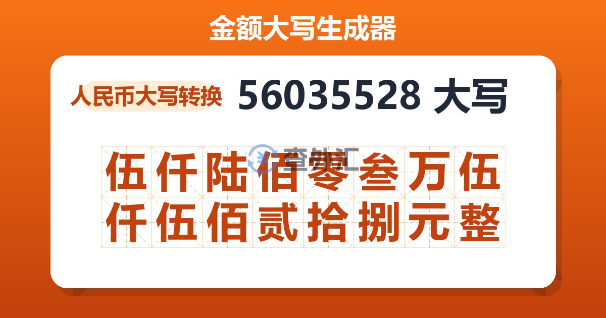 56035528大写 伍仟陆佰零叁万伍仟伍佰贰拾捌元整