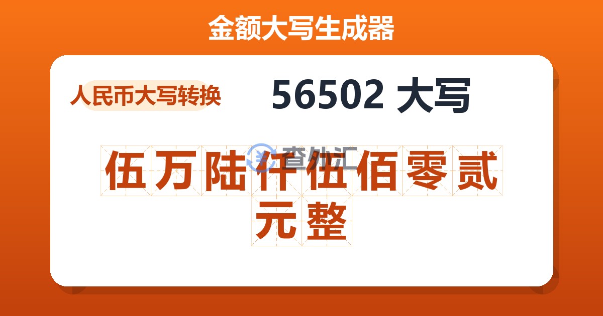 56502大写 伍万陆仟伍佰零贰元整