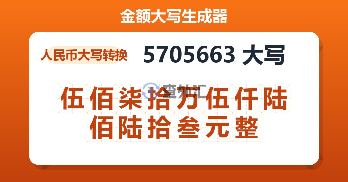 5705663大写 伍佰柒拾万伍仟陆佰陆拾叁元整