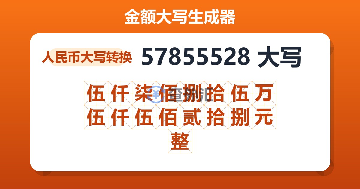 57855528大写 伍仟柒佰捌拾伍万伍仟伍佰贰拾捌元整