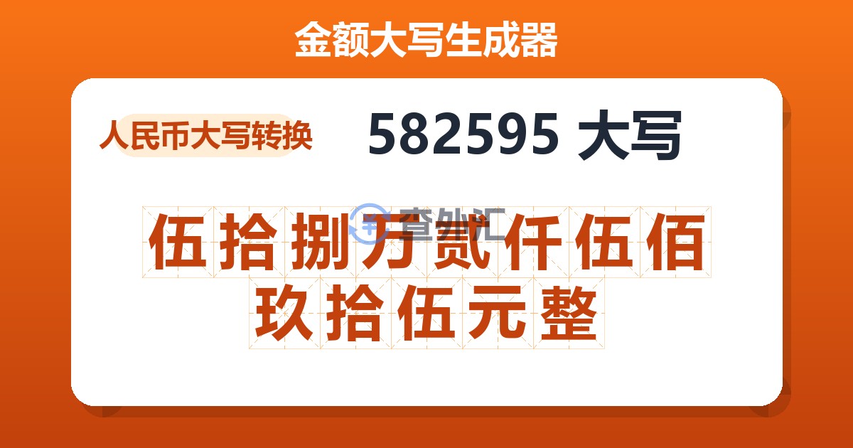 582595大写 伍拾捌万贰仟伍佰玖拾伍元整