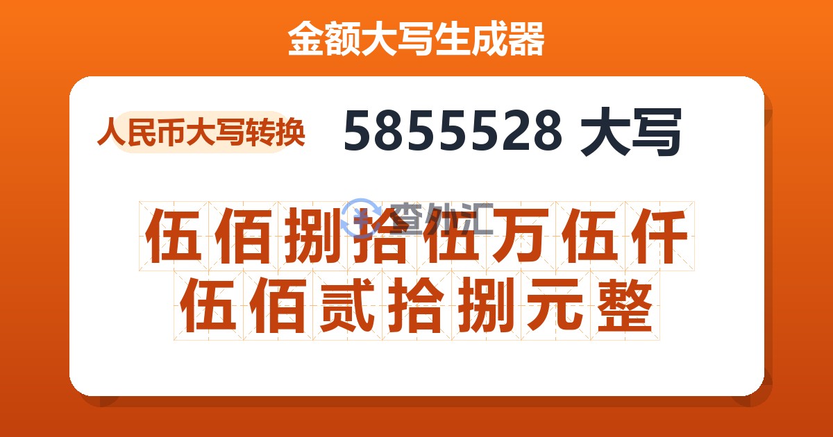 5855528大写 伍佰捌拾伍万伍仟伍佰贰拾捌元整