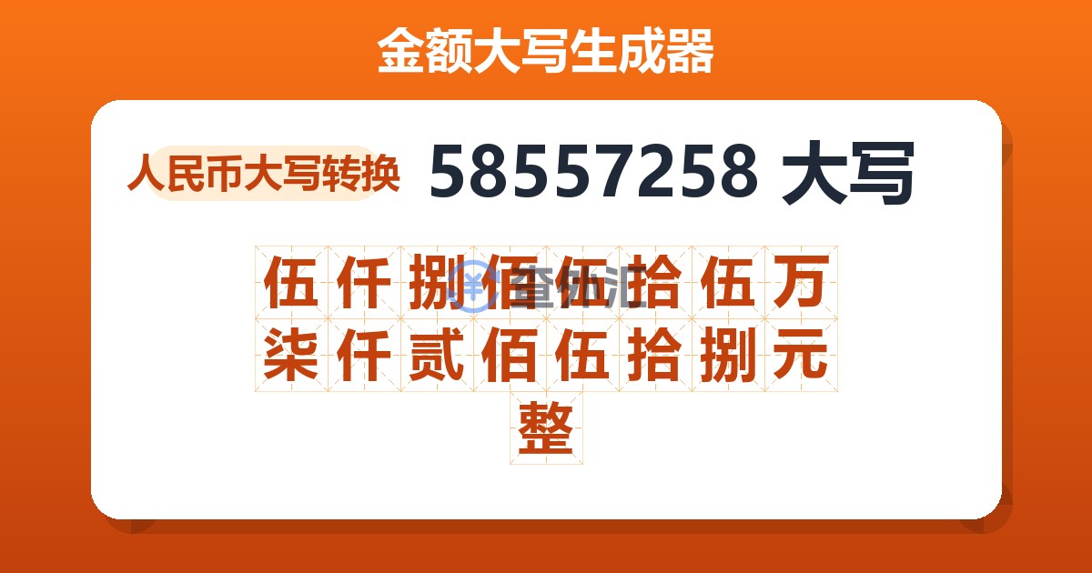 58557258大写 伍仟捌佰伍拾伍万柒仟贰佰伍拾捌元整