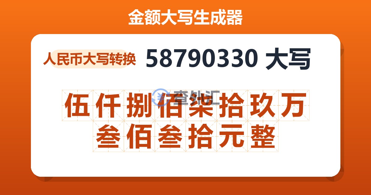 58790330大写 伍仟捌佰柒拾玖万叁佰叁拾元整