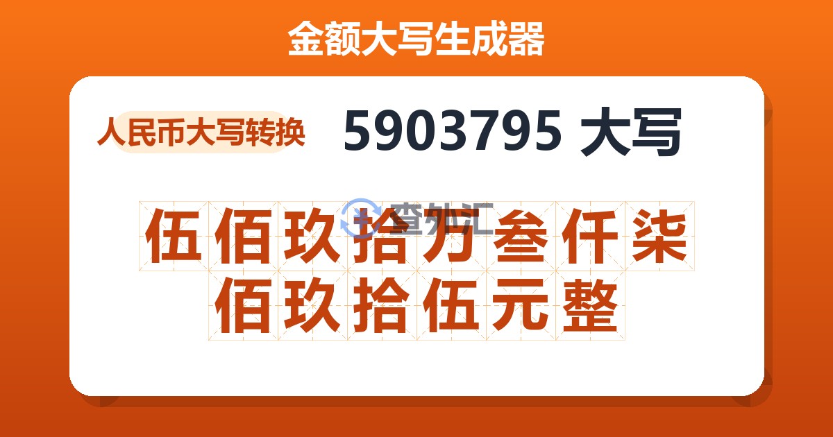5903795大写 伍佰玖拾万叁仟柒佰玖拾伍元整
