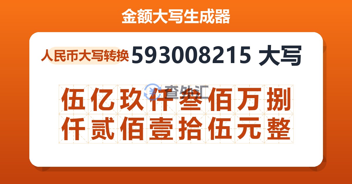 593008215大写 伍亿玖仟叁佰万捌仟贰佰壹拾伍元整