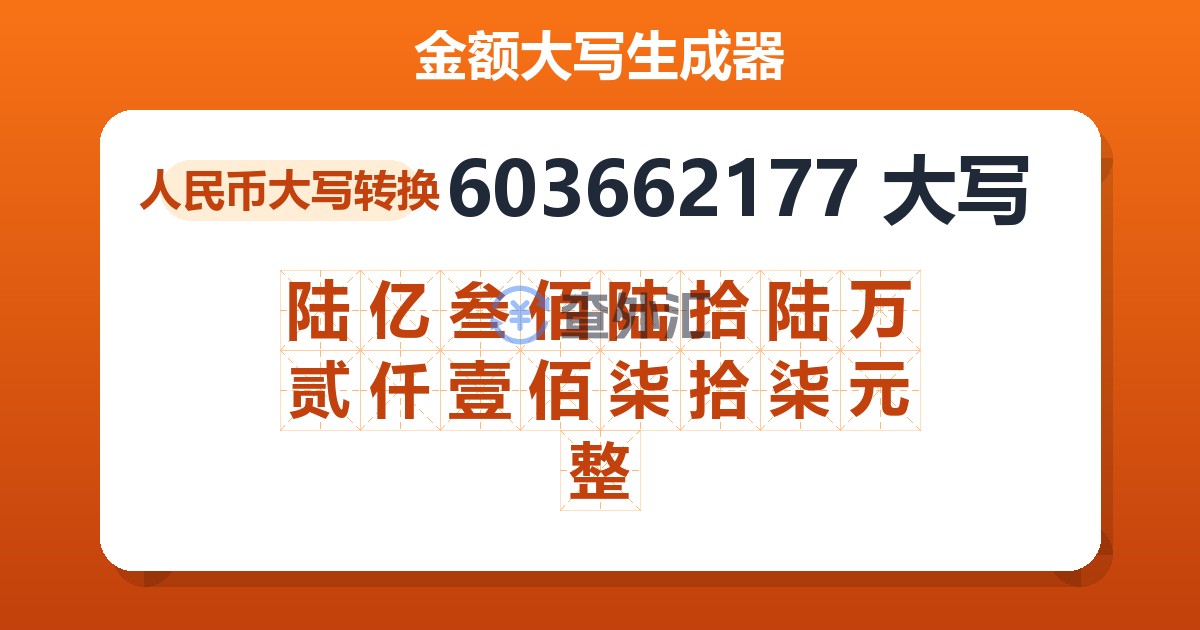 603662177大写 陆亿叁佰陆拾陆万贰仟壹佰柒拾柒元整