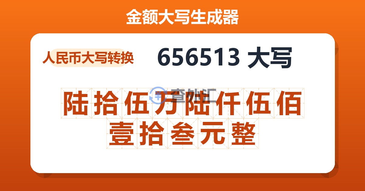 656513大写 陆拾伍万陆仟伍佰壹拾叁元整