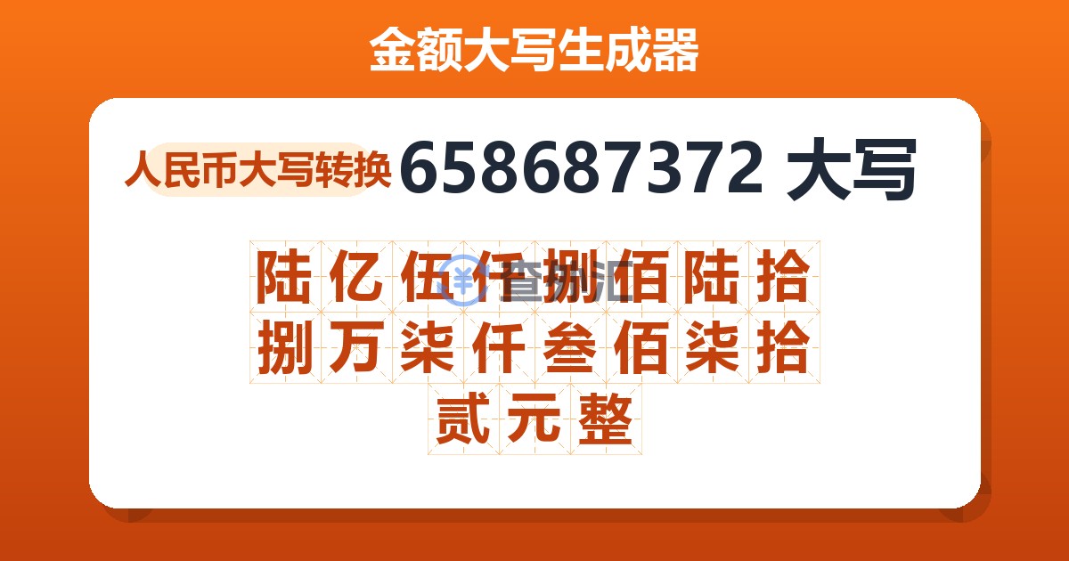 658687372大写 陆亿伍仟捌佰陆拾捌万柒仟叁佰柒拾贰元整