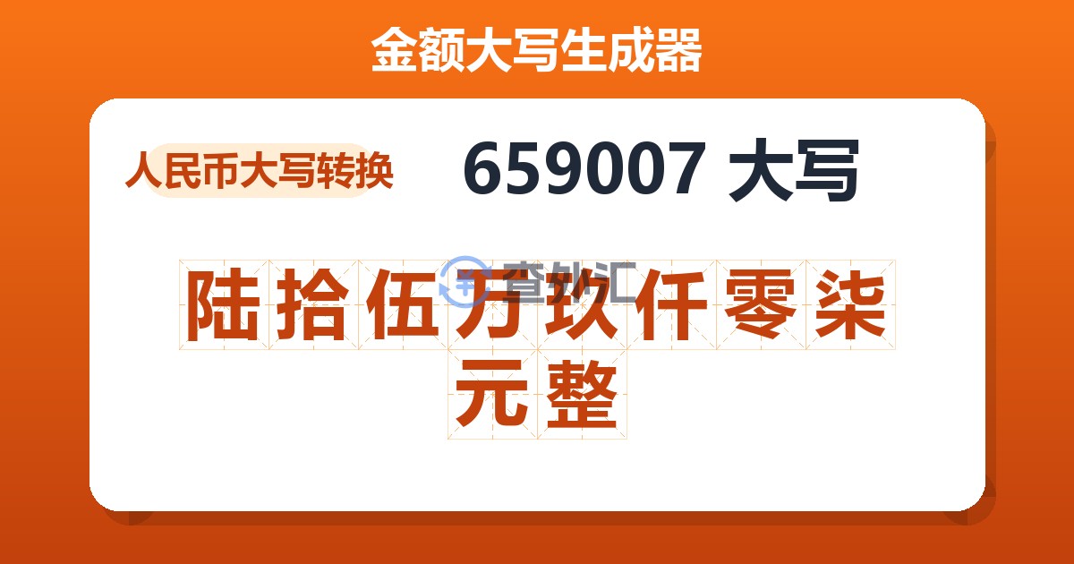 659007大写 陆拾伍万玖仟零柒元整